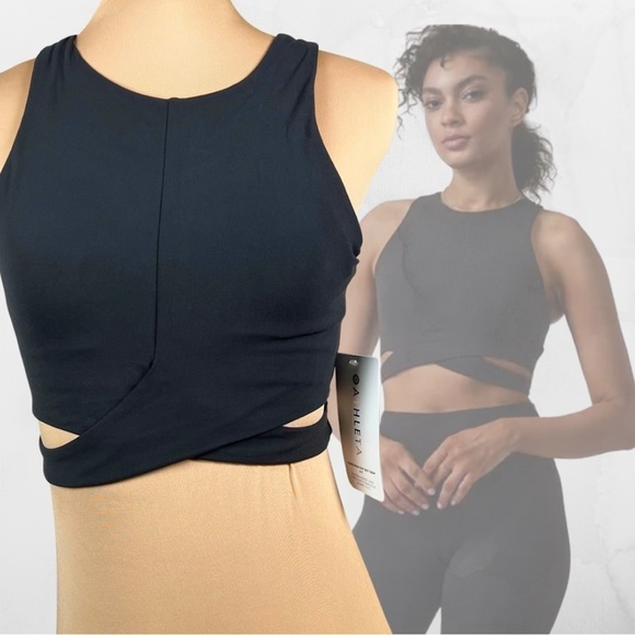 Athleta [NWT Small] Conscious Crop Black Cut-Out Sports Bra - Picture 2 of 11